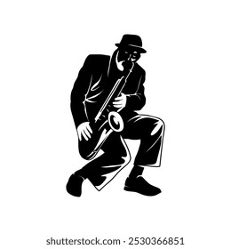 illustration of the silhouette of a saxophone player