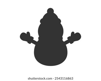 Illustration of a silhouette of a snowman wearing a Santa Claus costume.