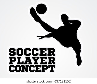 An illustration of a silhouette soccer player kicking the football ball