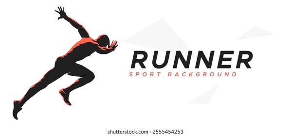illustration of the silhouette of a sprint athlete. runner athlete in stylish flash of color on white background. National sports day celebration concept