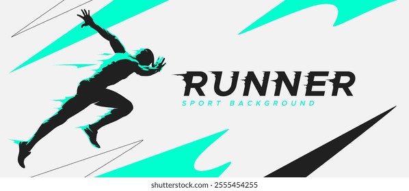 illustration of the silhouette of a sprint athlete. runner athlete in stylish flash of color on white background. National sports day celebration concept