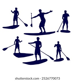 illustration silhouette stand up paddleboard collection