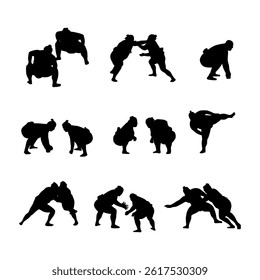 illustration silhouette sumo collection set on white background