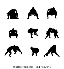 illustration silhouette sumo collection set
