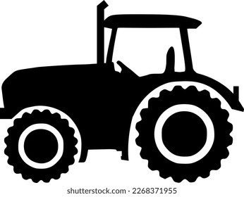 Ilustración: Tractor de silueta con fondo blanco