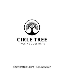 Illustration silhouette Tree Oak forest vintage logo design vintage vector 