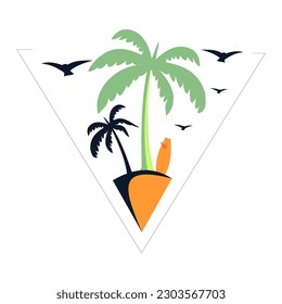 illustration of Silhouette Tropical Palm Tree and beach