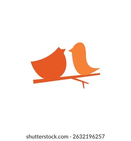Illustration of silhouette of two birds on a branch