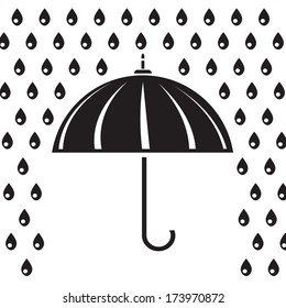 illustration with silhouette of umbrella  for your design