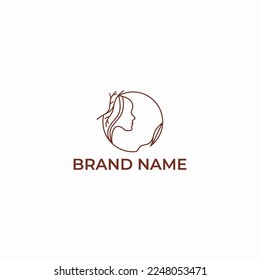 ILLUSTRATION SILHOUETTE OF WOMEN WITH LEAF AESTHETIC SIMPLE LOGO ICON DESIGN VECTOR. GOOD FOR SPA, BEAUTY CARE, YOGA