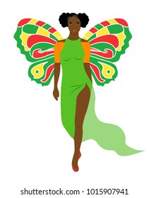 the illustration silhouette of women with wings in flat design style.