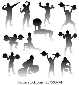 illustration of silhouettes of athletes with gradient