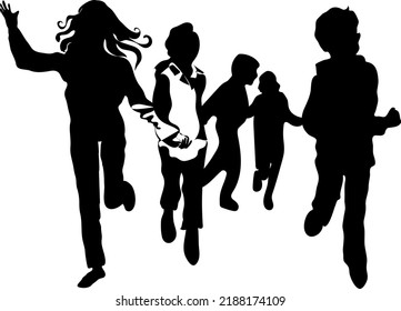 illustration of silhouettes of children and schoolchildren.Students are children.back to school.
