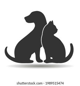 Ilustración Silhouettes Dog And Cat Logo Template Design, Emblem, Design Concept 
