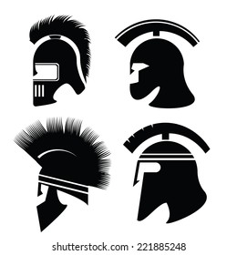  illustration with silhouettes of helmet  on  a white background