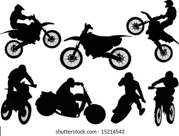 illustration and silhouettes man motorcycle isolated white
