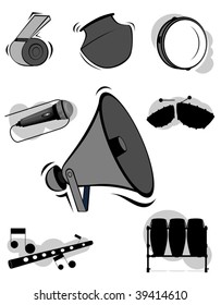 Illustration of silhouettes with music instruments	