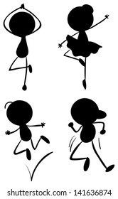 Illustration of the silhouettes of people dancing on a white background