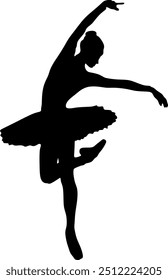 Illustration silhouettes in professional ballet dance drawing art