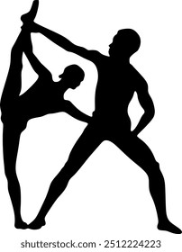 Illustration silhouettes in professional ballet dance drawing art