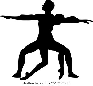 Illustration silhouettes in professional ballet dance drawing art