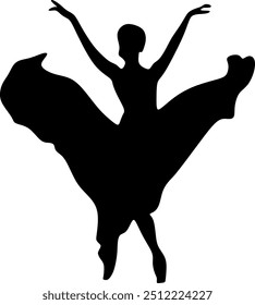 Illustration silhouettes in professional ballet dance drawing art