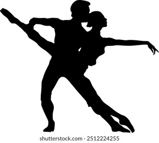 Illustration silhouettes in professional ballet dance drawing art