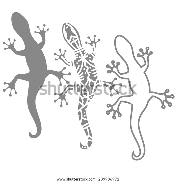 Illustration Silhouettes Salamander On White Background Stock Vector ...