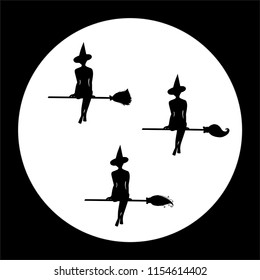 Illustration with silhouettes of witches on a Halloween holiday theme.
