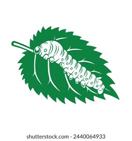 Illustration der Seidenraupe, Seidenraupenzeichnung, Vektor-Kunst.
