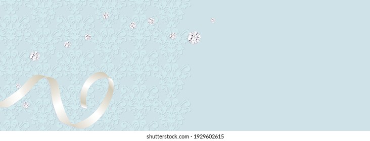 Illustration of silky ribbons and glittering jewels in a lace-like pattern