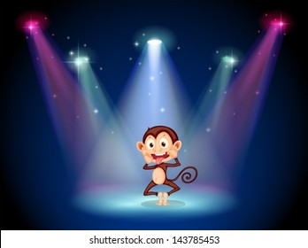 Illustration of a silly monkey at the stage