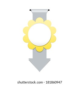 the illustration of silver arrow with blank flower style badge / the arrow with flower badge / the arrow