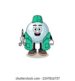 Illustration of silver ball mascot as a surgeon , character design