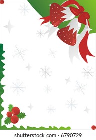 Illustration of silver Christmas background with bells, holly, mistletoe,  and snowflakes. Suitable for greetings.