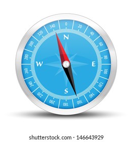 The illustration of silver compass / The glossy compass / The compass icon