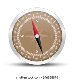 The illustration of silver compass icon with subtle shadow / The compass / The compass illustration
