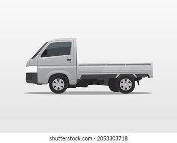 Illustration of silver japanese carry pick up truck in asia