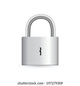 Illustration of a silver lock isolated on a white background.
