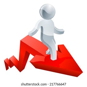 An illustration of a silver man on a red arrow