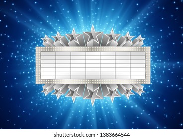 Illustration of silver metallic banner with supernova background, with stars and sparcles. EPS 10 contains transparency.