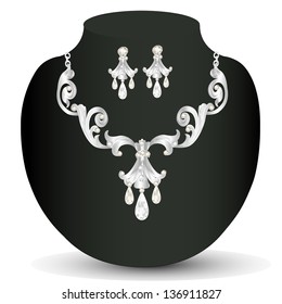 illustration of a silver necklace women's wedding