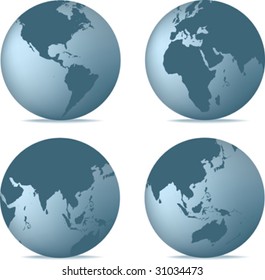 illustration of a silver world globe set