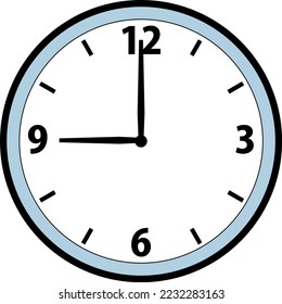 Ilustración de un reloj simple de la mano de la 1 en punto