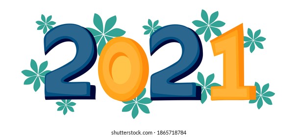 illustration simple of 2021. 2021 design template. Design for calendar, greeting card, web, banner. vector, etc