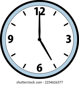 Illustration of a simple 5 o'clock hand clock