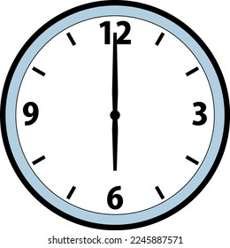 Illustration of a simple 6 o'clock hand clock