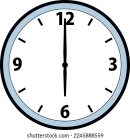 Illustration of a simple 6 o'clock hand clock