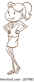Illustration of a simple air hostess on a white background