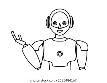 Ilustração de um robô androide simples (monocromático)